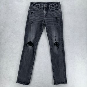 AMERICAN EAGLE Slim Next Level Flex Stretch Black Distressed Denim Jeans 30x32‎